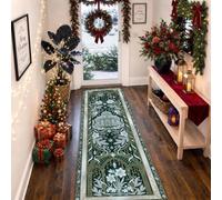 Victorian Conservatory Botanical Illustration Winter Runner Rug 2x5 | Victorian Architectural Motifs, Carpet Runner, Ornate Botanical Patterns, Seasonal Elegance, Indoor Hallway Accents