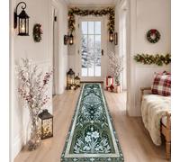 Victorian Conservatory Botanical Illustration Winter Runner Rug 2x8 | Victorian Architectural Motifs, Carpet Runner, Ornate Botanical Patterns, Seasonal Elegance, Indoor Hallway Accents