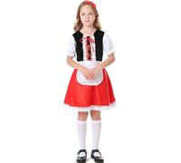 Victorian Costume Girl 2 Pieces Dresses and Socks Oktoberfest Beer Kid Girls Outfits Kids Outdoor Costume Traditional German Fraulein Bavarian Dirndl Dress Child Puff Sleeve Dress Halloween Party