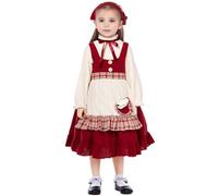 Victorian Costume Girl, Role Play Poor Girl Costumes Kids Sets Cosplay Christmas Fancy Dress Long Sleeve Red Beige Maid Dress Party Casual Outfits Clothing Fall Winter Clothes