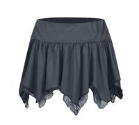 Victorian Costume Women - Sexy Double Lace Irregular Low Rise Mini Skirt (Grey M)