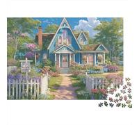 Victorian Cottage Garden Colourful Fairytale Cottage Art 1000 Pieces Jigsaw for Adults The Impossible Challenge Brain Development 38x26cm/1000pcs