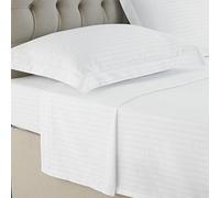 Victorian Cotton Sateen Flat Sheet, Luxury White Bed Sheet, Smooth 300cm x 270cm SuperKing Size Bedding, Durable Cotton Sateen Flat Sheet for Hotel Quality Comfort, Soft Breathable Plain White Finish