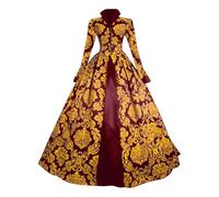 Victorian Court Dress for Women, Ladies Gothic Maxi Dresses A-Line Dress Long Sleeve Dresses Turndown Collar Skirt Medieval Renaissance Skirts Halloween Party Costume Elegant Cocktail Princess Clothes