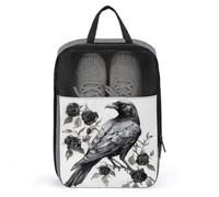 Victorian Crow Black Roses Spooky Halloween Shoe Bag for Travel Daily Use Anti-dust Storage Carrier Golf Shoe Pouch