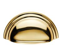 Victorian Cup Pull Handle Polished Brass 92 x 46mm 76mm Fixing Centres
