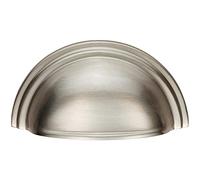 Victorian Cup Pull Handle - Satin Nickel - 92 x 46mm - 76mm Fixing Centres | Pull Handle for Lightweight Internal Cupboard Doors - Metal Cabinet Cup Pull Handle - Kitchen Drawers