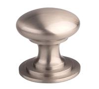 Victorian Cupboard knob Traditional Solid Metal Cabinet knob for Drawers cupboards and Period Style Furniture interiors (Stainless Steel Effect, 38mm Dia. Knob, 38mm Dia. Rose, 38mm Projection)