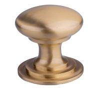 Victorian Cupboard knob Traditional Solid Metal Cabinet knob for Drawers cupboards and Period Style Furniture interiors (Satin Brass, 38mm Dia. Knob, 38mm Dia. Rose, 38mm Projection)