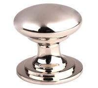 Victorian Cupboard knob Traditional Solid Metal Cabinet knob for Drawers cupboards and Period Style Furniture interiors (Polished Nickel, 38mm Dia. Knob, 38mm Dia. Rose, 38mm Projection)