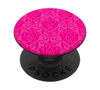 victorian damask antique hot pink wallpaper ornate gothic PopSockets Adhesive PopGrip