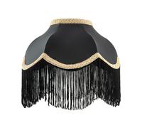 Victorian Designed Empire Lampshade in Black Faux Silk with Gold Trims Happy Homewares Black 12 inches