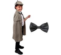 Victorian Detective Costume with Black Bow Tie I Love Fancy Dress Brown XL