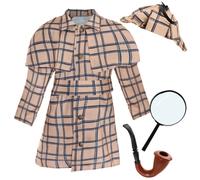 Victorian Detective Costume with Magnifying Glass & Pipe I Love Fancy Dress Light Brown Medium