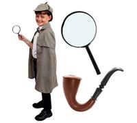 Victorian Detective Costume with Pipe & Magnifying Glass I Love Fancy Dress Brown XL