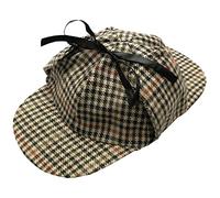 Victorian Detective Deerstalker Hat - Victorian Murder Mystery Fancy Dress Accessory - Lined Tweed Country Deerstalker Hat for Victorian Detective & Murder Mystery Fancy Dress