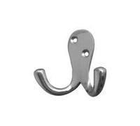 Victorian Double Robe Hook Satin Chrome Pack of 4