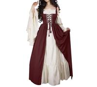 Victorian Dresses for Women, Renaissance Dresses for Women Vintage Medieval Halloween Costume Off The Shoulder Flare Sleeves Victorian Outfit, Wine, S