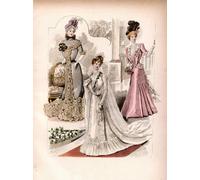 Victorian / Edwardian Ladies Wedding Dress Fashion Canvas Effect Print 28 x 20 cm (1a)