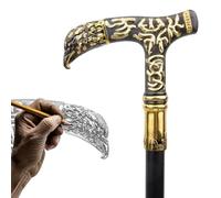 Victorian-Era Aluminum Alloy Walking Cane, Black and Gold Eagle Head with Exquisite Detailing, 36.6" Elegant Party Cane, Stylish Cosplay Decorative Accessory