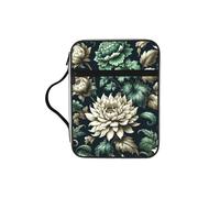 Victorian-Era-Floral-Elegant Bible Cover Case with Handle, Water-Resistant Oxford Fabric Bible Bag Organizer with Zipper Pockets for Church