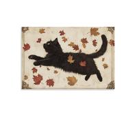 Victorian-Era Illustration of A Majestic Cat Playing with Falling Autumn Leaves Contemporary Wall Mural Art Decorative Hanging Poster16x24inch(40x60cm)