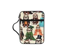 Victorian-Era Sloths Bible Cover Case with Handle, Water-Resistant Oxford Fabric Bible Bag Organizer with Zipper Pockets for Church