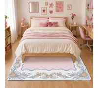 Victorian Floral Ribbon Garland Area Rug 4' X 6'