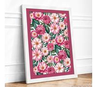 Victorian Floral Tapestry Botanical Framed Wall Art Print A2 White