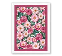 Victorian Floral Tapestry Botanical Framed Wall Art Print A3 (42×29.7cm) White, Wall Decor for Living Room, Bedroom, Office & Home, Ready to Hang, Art Gift