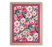 Victorian Floral Tapestry Botanical Framed Wall Art Print A4 (29.7×21cm) Oak, Wall Decor for Living Room, Bedroom, Office & Home, Ready to Hang, Art Gift