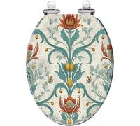 Victorian Floral Toilet Seat - Soft Roses, Decorative Baroque Resin, Quick Release Hinges, Quiet Close, Easy Clean, Vintage Design for Elegant Bathrooms (pattern5 V)