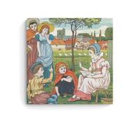 Victorian Genre Scene Wall Art Walter Crane's 1874 Goody Two Shoes Pl 2 Poster Featuring Children Listening to A Story in A Countryside Setting Room Aesthetic Print Art Wall Painting Canvas Modern Be