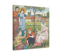 Victorian Genre Scene Wall Art Walter Crane's 1874 Goody Two Shoes Pl 2 Poster Featuring Children Listening to A Story in A Countryside Setting Canvas Wall Art Prints Photo Picture Paintings Room Dec