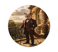 Victorian Gentleman Fox with Feather Hat Vintage Aluminium Metal Sign, Retro Wall Decor for Home, Bar, Garage & Farmhouse 20x20cm