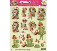 Victorian Girls with Flowers Designs Die Cut 3D Decoupage Sheet - NO Cutting