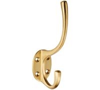 Victorian Hat & Coat Hook on Oval Backplate 64mm Projection Satin Brass