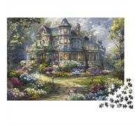 Victorian House Garden 1000 Pieces Puzzles Beautiful View Vintage Manor Wall Decoration Educational Game for Men And Women Challenging Jigsaw Jigsaw Puzzles for Adults 52x38cm/1000pcs