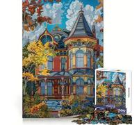 Victorian House Painting Jigsaw Puzzle for Teenagers 1000 Pieces Thought Training Soft Distraction Uniform Cut Holiday Present (38x26cm)