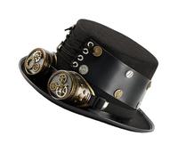 Victorian Industrial Cosplay Hat With Removable Goggles PU Leather Headwear For Adult Men Women Stage Performances Victorian Costume Top Hat