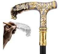 Victorian-Inspired Aluminum Alloy Walking Cane, Black & Gold Elephant Head with Ornate Luxury Patterns, 35.4" Elegant Party Fashion Cane, Decorative Cosplay Prop