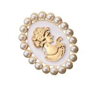 Victorian Inspired Cameo Brooch With Rhinestones And Pearls For Women Fashion Statement Jewelry Clothing Accessory Victorian Jewelry Gifts For Mothers Wives