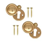 Victorian Keyhole Covered Escutcheon for Front Doors 35mm Polished Brass | Pack of 2