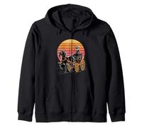 Victorian Lady Horse Carriage Retro Sunset Zip Hoodie