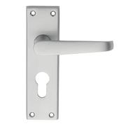 Victorian Lever on BND Heritage Propertiesackplate Door Handle Set Traditional Interior Lever Handle with Classic Backplate Design (Lock - Euro, Satin Chrome, 150mm x 42.5mm Backplate)
