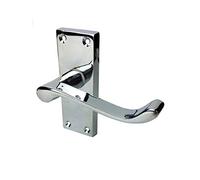 Victorian Lever Scroll Door Handle Latch Set - 6 Pairs Bright Chrome Plated | 118mm x 42mm Backplate | Internal Door Handles with Spindle & Screws Included