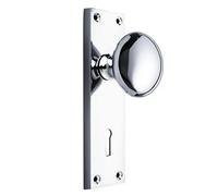 Designer Levers Victorian Knob on Lock Backplate Polished Chrome