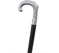 Victorian Looking Wooden Black Walking Stick Men Canes with Silver Brass Handle Best Gift for Mens Women Senior