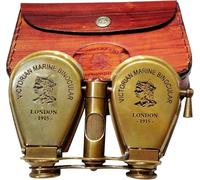 Victorian Marine Binocular | 1915 London Vintage Brass Telescope | Antique Nautical Opera Glasses | Collectible with Leather Case