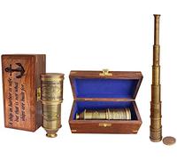 Victorian Marine Pirate Monocular Telescope for Kids & Adults, Handheld Brass Telescope 25x30 Zoomable Portable Pirate Spyglass for Cruise Ship Travel Watching Games Hiking Hunting & Gift